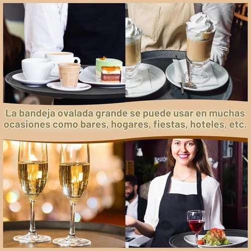 Vista 2 de FillTouch 2 bandejas ovaladas para servir restaurante, 24 x 29 pulgadas Negro