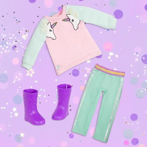 Vista 19 de Glitter Girls Accesorios para muñecas de 14 pulgadas - Juego de mochila y fiesta de pijamas - Tie - Saco de dormir teñido, almohada arcoíris