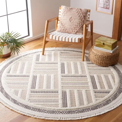 Vista 10 de SAFAVIEH Urban Collection URB212B - Alfombra para pasillo, 2 pies 2 pulgadas x 8 pies, beige y marfil, diseño moderno de flecos con borlas