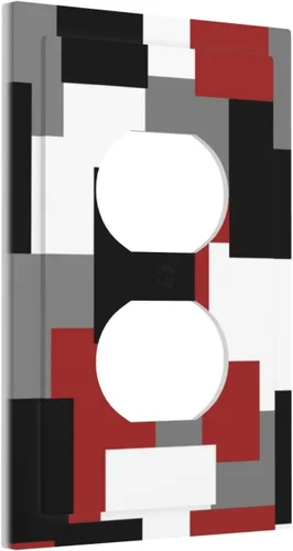 Vista 115 de Placa de Interruptor de Luz de Palanca Única Abstracta en Negro, Blanco y Gris, Cubierta de Tomacorriente, Placa de Pared Decorativa de Un