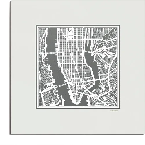 Vista 118 de O3 Design Studio San Diego, CA Paper Cut Map Matted Grey 20x20 in Paper Art