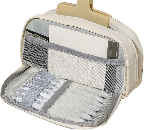 Vista 5 de Leadigol Soporte para lápices, organizador estético de papelería para oficina, universidad, adolescente, bolsa de gran capacidad para lápices
