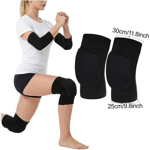 Vista 3 de Sucrain 2 pares de rodilleras, suaves y transpirables para hombres y mujeres, rodilleras protectoras para voleibol, fútbol, baloncesto, animadoras