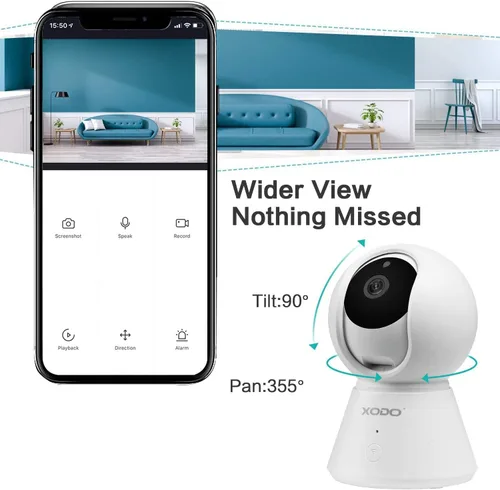 Vista 3 de XODO Cámara de seguridad inalámbrica, E6 IP 1080P HD Plug-in Cámara WiFi interior para seguridad del hogar/monitor de bebé/mascota/niñera, detección