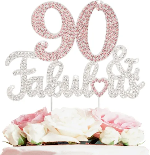 Vista 13 de 25 y fabulosa decoración de pastel de diamantes de imitación dorados y rosados – Feliz cumpleaños 25 años saluda a 25 años de edad, decoración