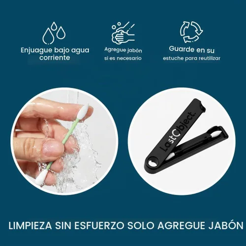 Vista 4 de LastSwab® Hisopos de algodón reutilizables para rutinas de belleza suaves y ecológicas - La alternativa sostenible a los hisopos de algodón Negro