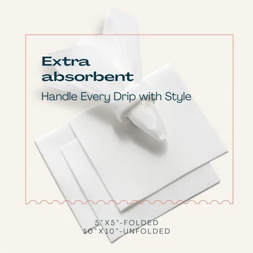 Vista 3 de 200 servilletas de papel desechables para postres y bebidas, hechas en Estados Unidos, suaves y absorbentes, para bares, restaurantes, cafeterías