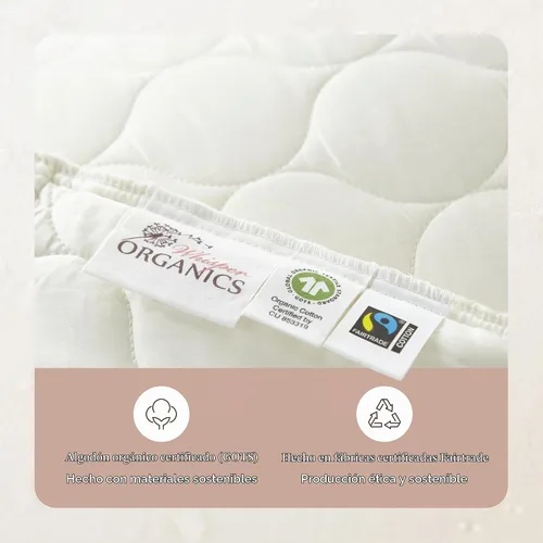 Vista 6 de Whisper Organics Protector de almohada acolchado 100% algodón orgánico GOTS & Fairtrade - Funda de almohada gruesa, transpirable e hipoalergénica