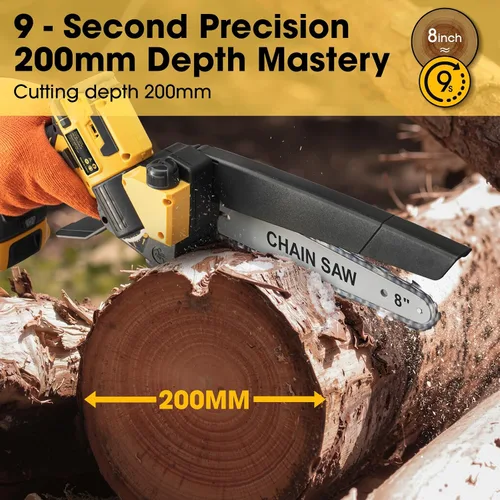Vista 6 de Motosierra para batería Dewalt de 20 V MAX, motosierra de poda inalámbrica sin escobillas de 8 pulgadas, corte rápido y potente de 24.6 pies/S