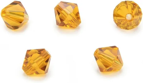 Vista 3 de Adabele - 200 cuentas de cristal bicono sueltas y facetadas pequeñas de 0.16 pulgadas, color ámbar, compatibles con cristales de Swarovski 5301/5328