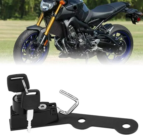 Vista 5 de Gancho de aleación de montaje de bloqueo para casco de motocicleta, montaje de seguridad duradero para cascos MT-09 FZ-09 FJ-09 XSR900
