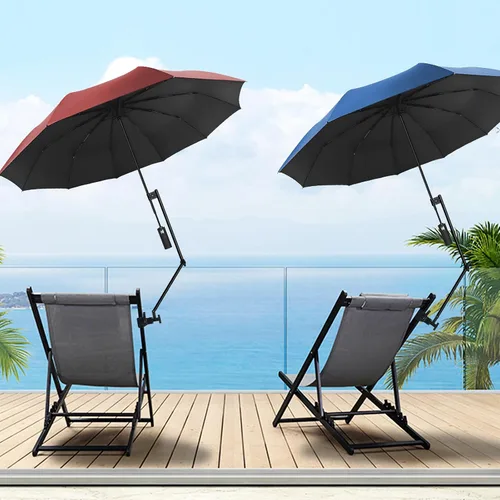 Vista 2 de XLINGZA Sombrilla de playa UPF 50+ con abrazadera universal ajustable