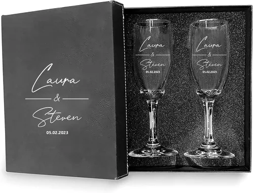 Vista 5 de Juego de 2 copas de champán para dama de honor, copas de champán personalizadas para damas de honor, copas de champán para damas de honor