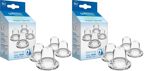 Vista 12 de Dr. Brown's Milestones Options+ Boquillas para sorber estrechas, paquete de 4 Boquillas transparentes