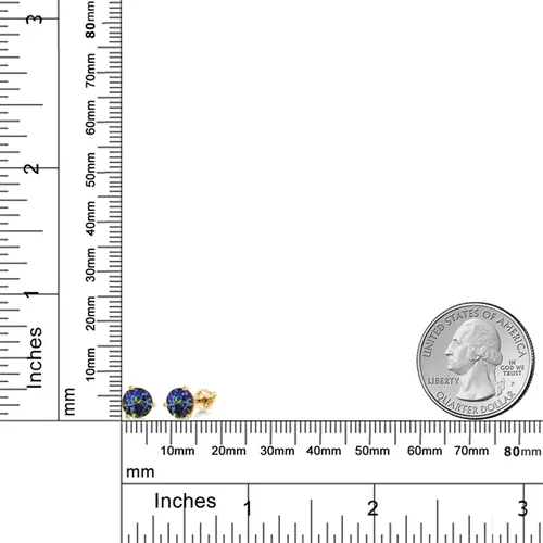 Vista 62 de Gem Stone King Aretes de Martini de oro amarillo de 14 quilates Aretes de tuerca de 3 puntas para mujeres y hombres Redondos de 0.236 pulgadas