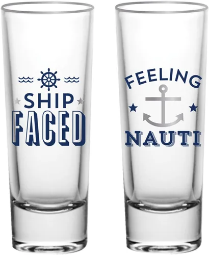 Vista 10 de Slant Collections Creative Brands - Juego de 2 vasos de chupito, 2 onzas, jefe/novio