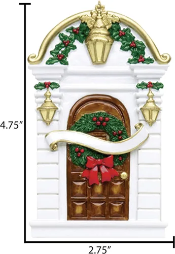 Vista 2 de Adorno personalizado de nuestro nuevo hogar 2025 Nombre y año personalizados Decoración de recuerdo de puerta marrón para propietario de casa