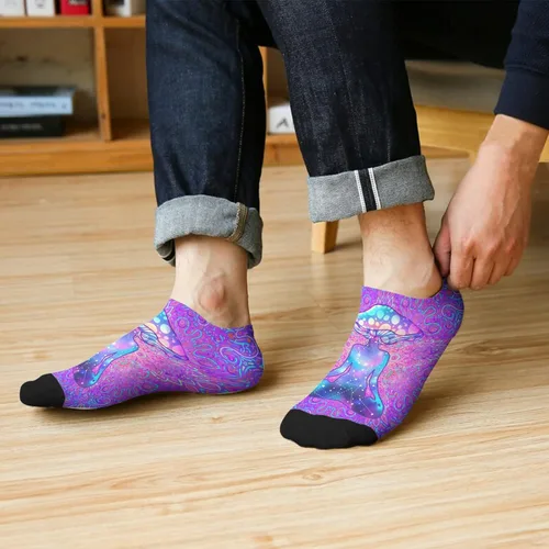 Vista 6 de devor Mens Socks Crew Low Cut Socks for Men's Low Cut Socks Trendy Mushrooms Funny Mushrooms Magic Mushrooms Plant Forest Sock