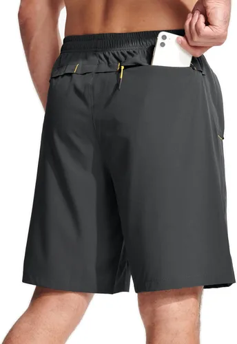 Vista 2 de MAGCOMSEN Pantalones cortos deportivos para hombre de 9 pulgadas, de secado rápido, ligeros, deportivos, para entrenamiento, senderismo, gimnasio