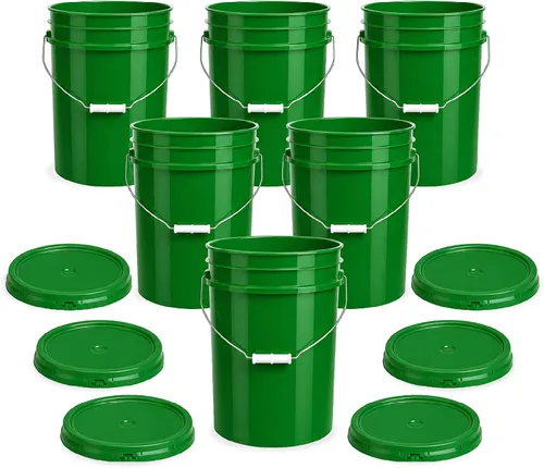 Vista 21 de Cubo de 5 Galones con Tapa Hermética Fabricado en EE. UU. Grado Alimenticio Plástico Premium HPDE Resistente Cubo Multiusos Duradero de 90