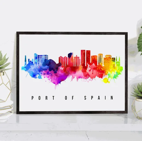 Vista 8 de Póster de Santiago Skyline Chile, pintura de paisaje urbano de Santiago, póster de Santiago Chile, paisaje urbano de Chile y estampado de Santiago
