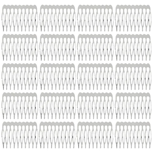 Vista 9 de Lawie Paquete de 20 peines laterales de metal dorado a granel con 5 dientes, para manualidades, manualidades, para boda, velo de novia, peinetas