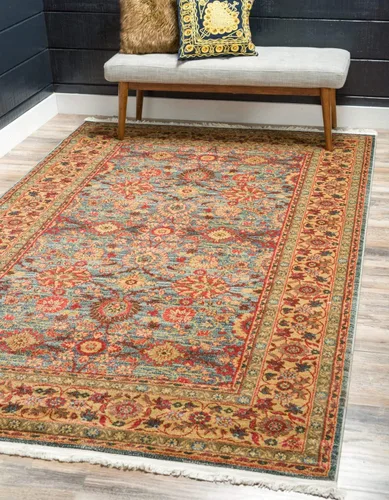 Vista 11 de Unique Loom - Alfombra de la colección Edinburgh - Monroe (2 x 6 pies 1 pulgada, pasillo, azul/marrón)