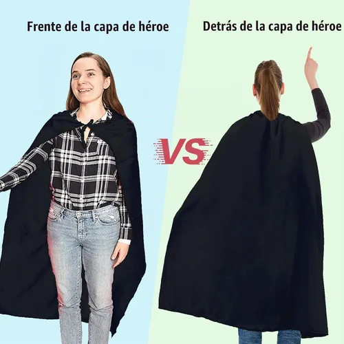 Vista 3 de Capas y máscaras de superhéroe para adultos, capas de vampiro de Halloween, capas de superhéroe, disfraz de superhéroe Negro