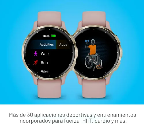 Vista 5 de Garmin Venu 3S Bisel de acero inoxidable dorado suave, reloj inteligente con pantalla táctil AMOLED de 1.2 pulgadas, con estuche de 41 mm