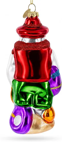 Vista 3 de Adorno navideño de cristal de Papá Noel en la playa