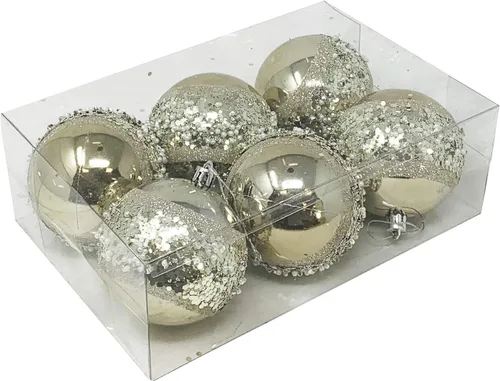 Vista 9 de Allgala - Paquete de 6 bolas para decorar el árbol de Navidad, 3" con lujosa decoración con brillantina (negro)