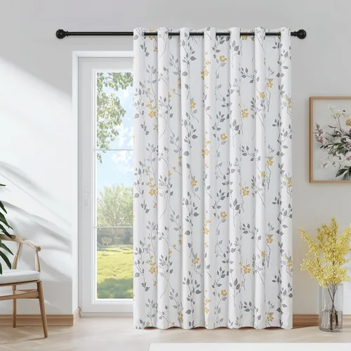 Vista 16 de Beauoop Cortinas Florales 100% Opacas de 54 Pulgadas de Largo, 2 Paneles para Dormitorio, Sala de Estar, Azul Gris y Blanco con Patrón de Flores