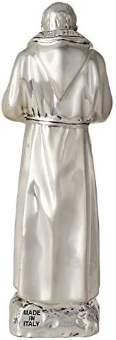 Vista 4 de St. Padre Pio - Estatua italiana de plata de ley 925 Argento de 11 pulgadas