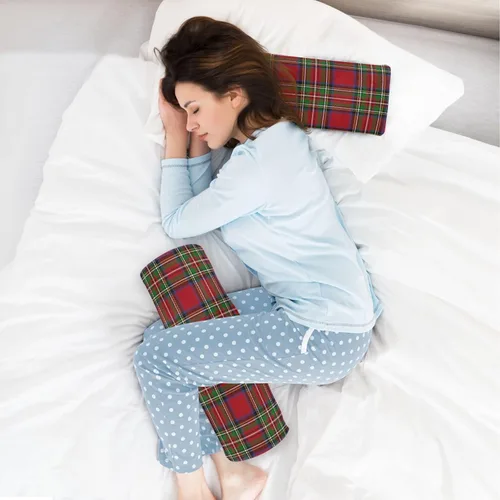 Vista 6 de Stewart - Almohada cervical de cuello a cuadros con funda extraíble lavable de espuma viscoelástica para dormir, almohada de viaje para cama