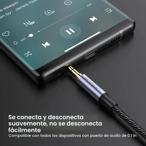 Vista 4 de MOSWAG Cable de extensión de 3.28 pies y 0.1 in de audio macho a hembra Negro