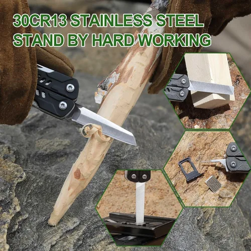 Vista 5 de NexTool Llavero multiherramienta, mini tijeras de marinero, mini multiherramienta 10 en 1 con cuchillo de bolsillo EDC, mini alicates, abrebotellas
