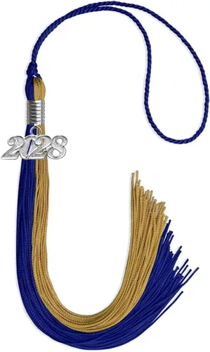 Vista 43 de Endea Graduation Borla de doble color con gota de fecha plateada (negro/oro antiguo, 2025)
