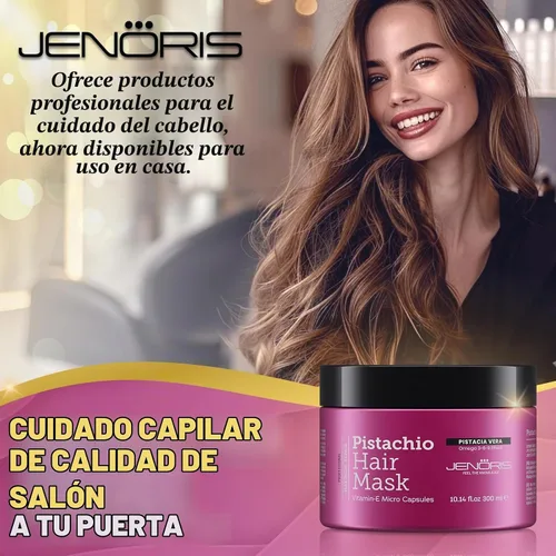 Vista 3 de Jenoris Máscara capilar de pistacho para cabello seco dañado – Tratamiento de mascarilla capilar acondicionador profundo con aceite de pistacho