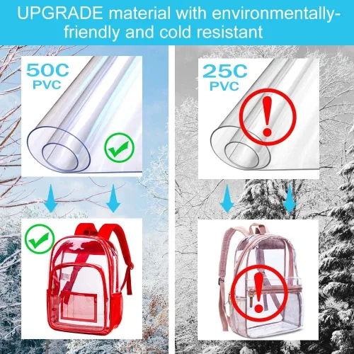 Vista 6 de AGSDON Mochila transparente, resistente bolsa transparente para libros, mochilas de PVC transparente para mujeres y hombres