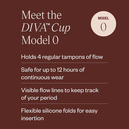 Vista 3 de Copa Diva - Copa de silicona de grado médico para el cuidado del período - Copa menstrual reutilizable - Hasta 12 horas de uso continuo - Modelo 0