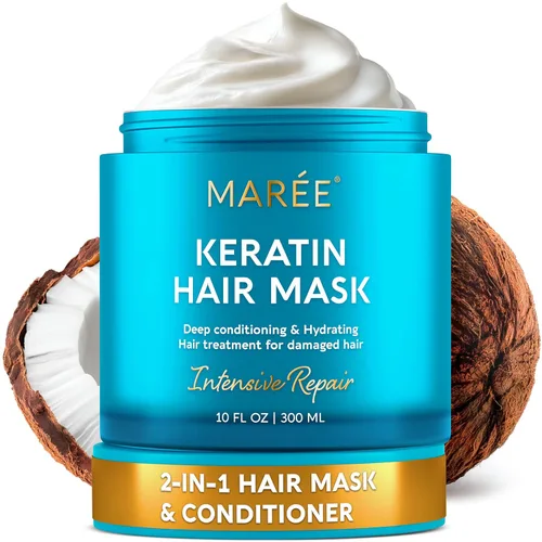 Vista 14 de MAREE Mascarilla capilar de acondicionamiento profundo para el tratamiento del cabello dañado – Cuidado del cabello con queratina para hidratar