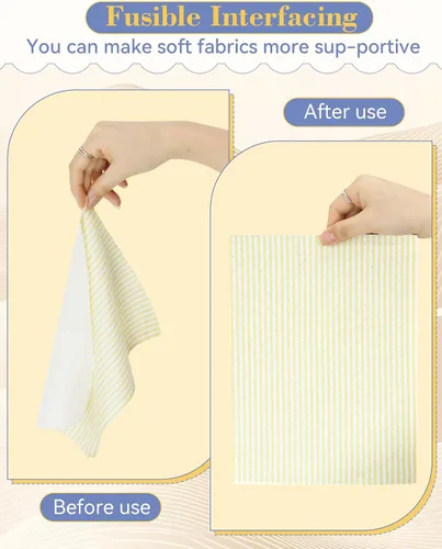 Vista 5 de FIVEIZERO Interfaz fusible para costura, 17 pulgadas x 30 yardas, tela de interfaz no tejida de peso medio, poliéster negro de una cara para coser