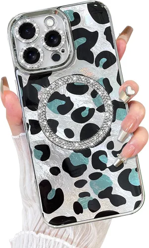 Vista 12 de Fiyart Diseñado para iPhone 16 Pro Max, Funda Compatible con MagSafe, Estampado de Guepardo, Placa de Protección de Cámara, Magnético, Brillante