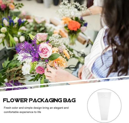 Vista 4 de Didiseaon 50 bolsas de plástico para ramo de flores, fundas de celofán desechables, bolsas de embalaje de ramo de flores transparentes para bodas