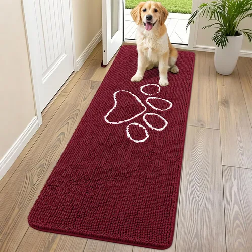 Vista 206 de Smiry Tapete para puerta de perro para patas fangosas, absorbente y Gris y negro