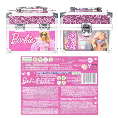 Vista 8 de Barbie - Juego de maquillaje para niños en mini estuche de tren, seguro para niñas a partir de 3 años