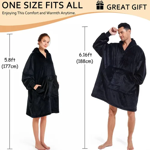 Vista 5 de REDESS Blanket Hoodie Sweatshirt, Wearable Blanket Oversized Sherpa with Sleeves and Giant Pocket, Cozy Hoodie for Adult Kids