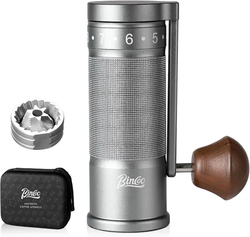 Vista 9 de Bincoo Molinillo de café manual con mango plegable manual – Molinillo de café expreso, compacto y portátil para el hogar, viajes, camping (negro)