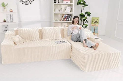 Vista 5 de HABUTWAY Sofá modular modular de 101 pulgadas con asiento profundo, moderno sofá convertible en forma de L, sofá tapizado con diván para sala