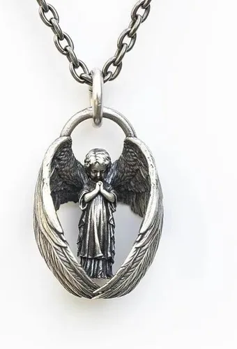 Vista 7 de MYNCBD Collar de alas de ángel vintage para hombres y mujeres, diseño vintage personalizado de nicho unisex, colgante, joyería de amuleto genial